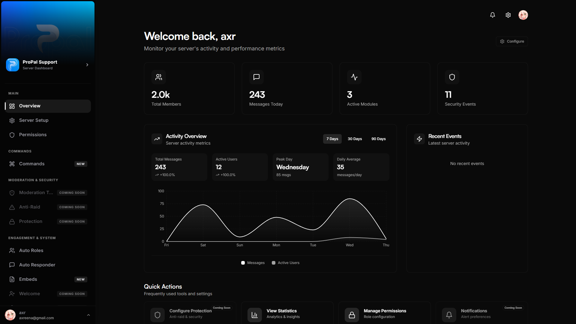 ProPal dashboard preview